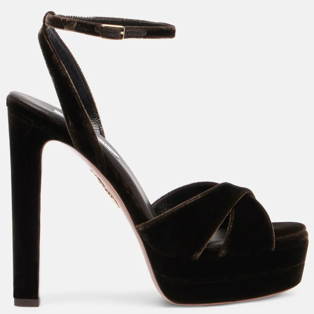 New AQUAZZURA Divine 130 velvet platform sandals $1,150 36
